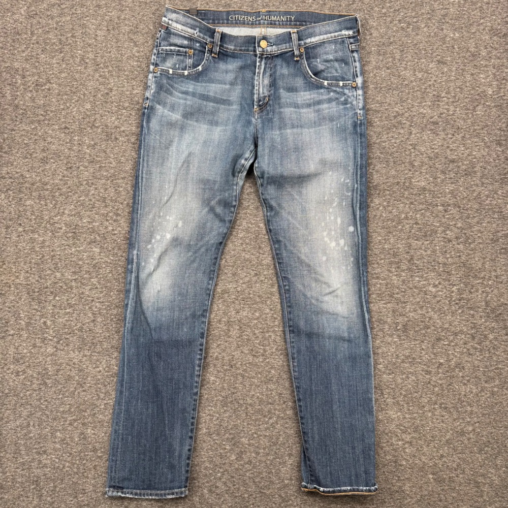 Citizens‎ of Humanity Mens 29 Relaxed  Slim Straight Jeans Blue Paint Splatter